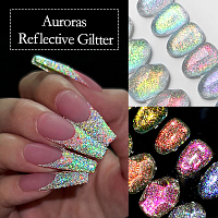 Aurora Reflective Glitter Powder - светоотражающий пигмент для дизайна ногтей G012, 1 шт