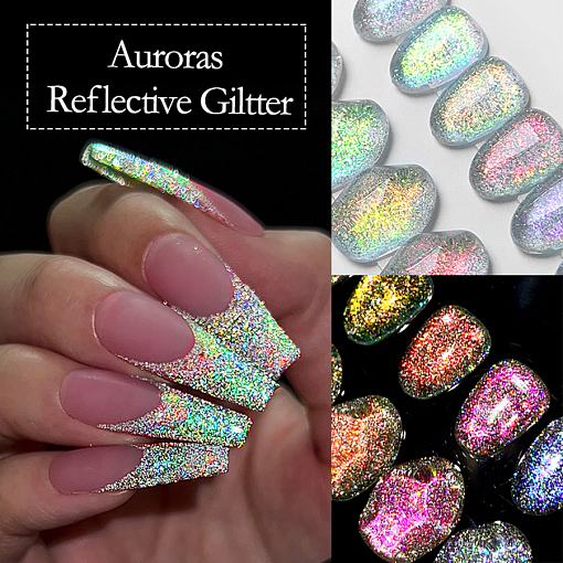 Aurora Reflective Glitter Powder - светоотражающий пигмент для дизайна ногтей G014, 1 шт