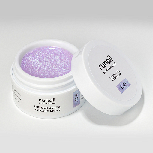 RuNail, BUILDER UV GEL AURORA SHINE - моделирующий УФ-гель c шиммером №9827, 15 гр