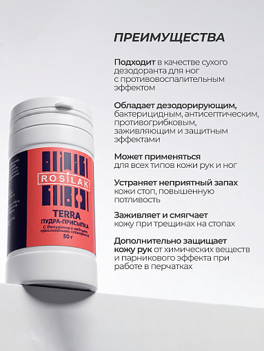 Rosilak, Terra пудра-присыпка с бетулином и хлорофиллом, 50 гр