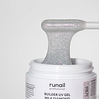 Runail, BUILDER UV GEL MILK DIAMOND - моделирующий УФ-гель светоотражающий №9871, 15 гр