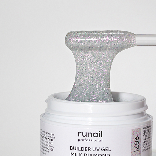 Runail, BUILDER UV GEL MILK DIAMOND - моделирующий УФ-гель светоотражающий №9871, 15 гр