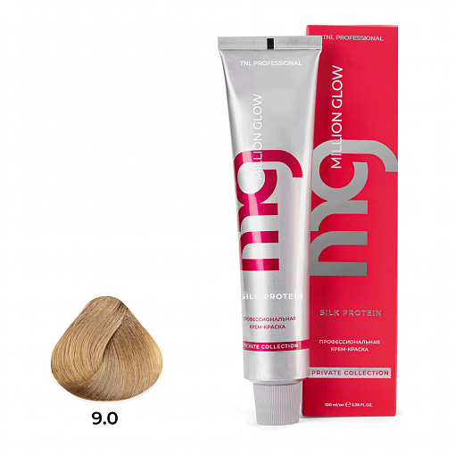 TNL, Million glow Silk protein - крем-краска для волос (9.0 очень светлый блонд), 100 мл