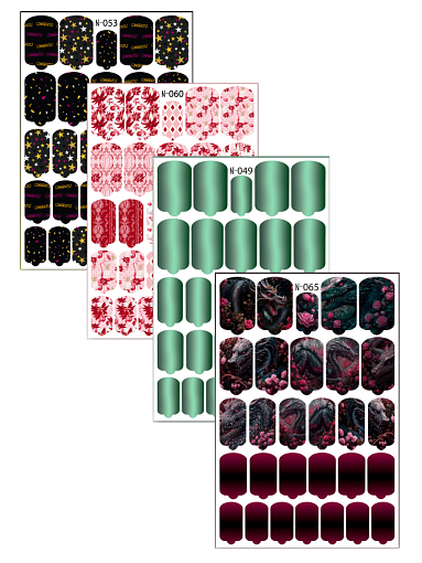 Anna Tkacheva, набор №41 наклейки пленки для дизайна ногтей (Дракон, однотонные, узоры), 4 шт