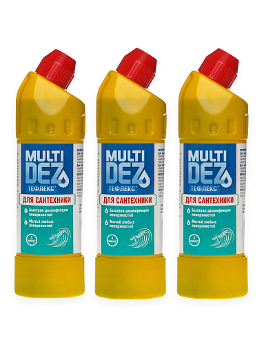 МультиДез, Тефлекс набор для дезинфекции и мытья сантехники (лимон), 3 шт по 500 мл