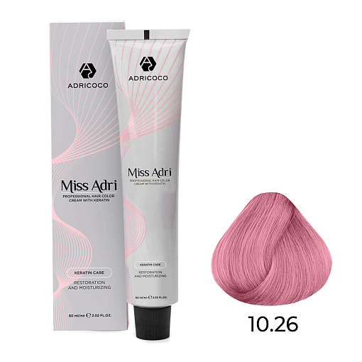 Adricoco, Miss Adri - крем-краска для волос (10.26 Платиновый блонд фиолетовый розовый), 60 мл Adricoco, Miss Adri - крем-краска для волос (10.26 Платиновый блонд фиолетовый розовый), 60 мл