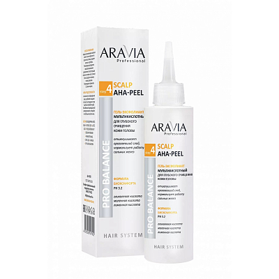 Aravia, Scalp AHA-Peel - гель-эксфолиант мультикислотный для глубокого очищения кожи головы, 150 мл