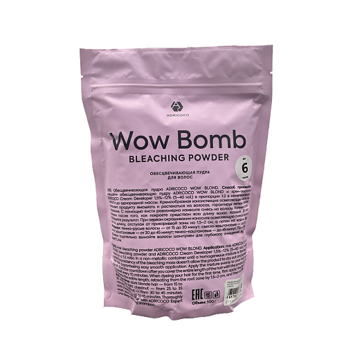 Adricoco, Wow Bomb - обесцвечивающая пудра для волос (до 6 оттенков), 500 гр