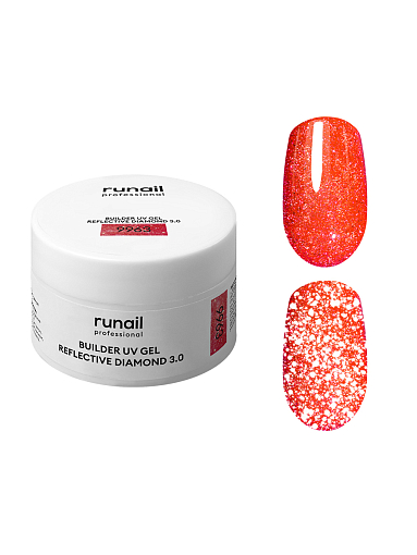RuNail, BUILDER UV GEL REFLECTIVE DIAMOND 3.0 - моделирующий УФ-гель светоотражающий №9963, 15 гр