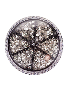 Стразы стекло микс White SS3-10 в банке-органайзер (белый), 1440 шт