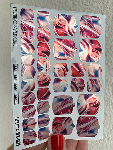 Anna Tkacheva, металлизированные наклейки пленки для педикюра RX-021