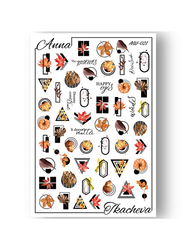 Anna Tkacheva, набор №107 слайдер-дизайн (осень, бабочки, надписи), 4 шт