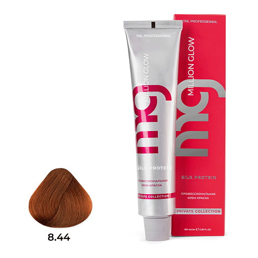 TNL, Million glow Silk protein - крем-краска для волос (8.44 светлый блонд медный интенсив.), 100 мл