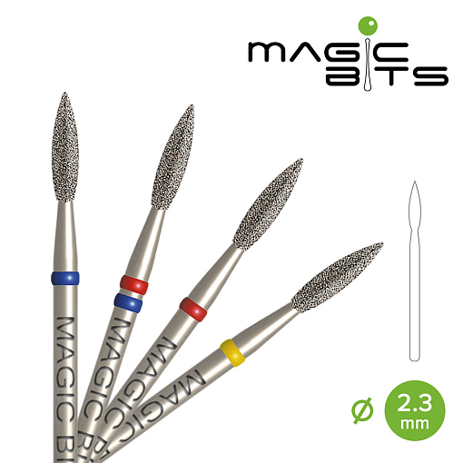 Magic Bits, набор алмазная фреза пламя (2.3 мм, средней мягкости), 2 шт