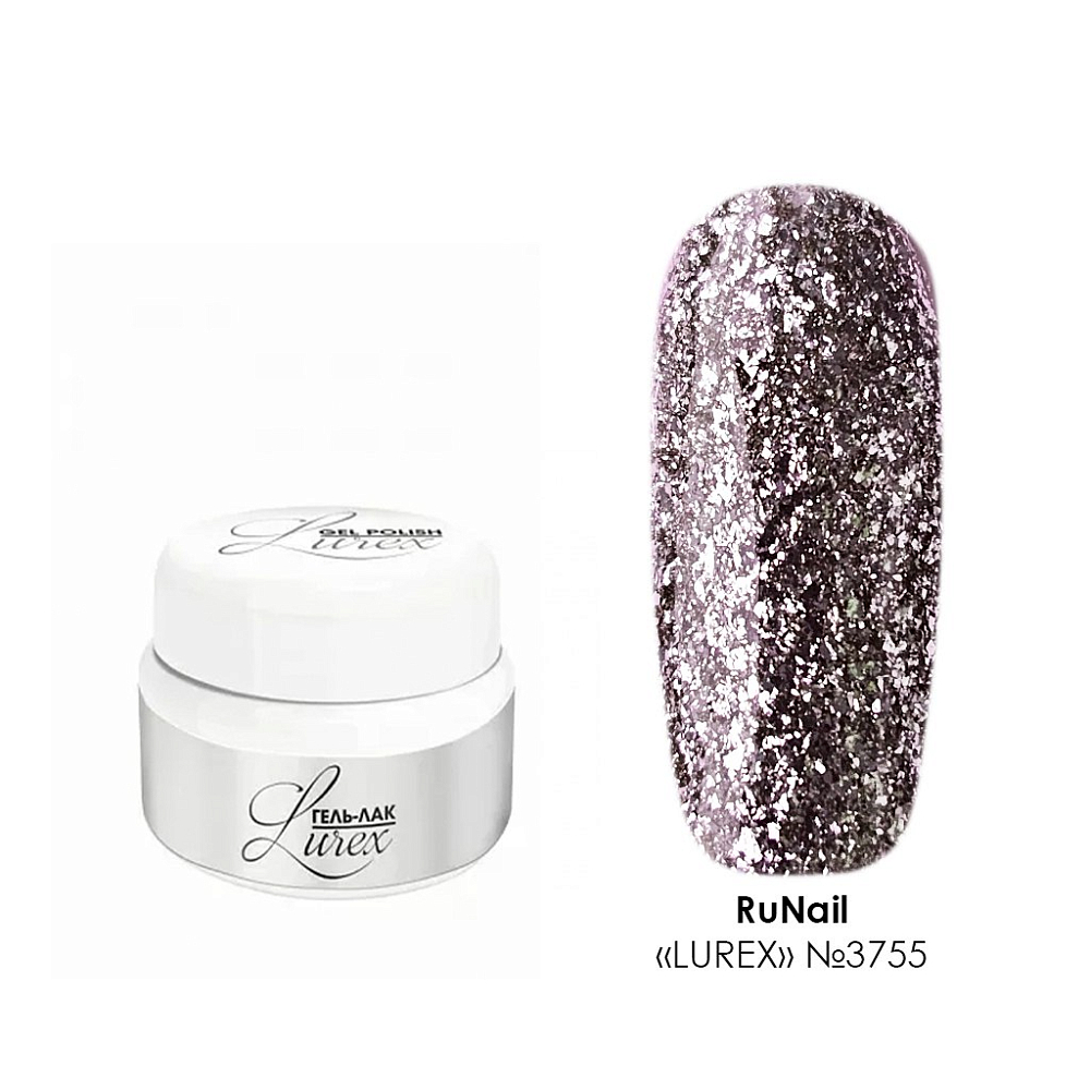 RuNail, Lurex - гель-лак с глиттерными блестками №3755, 5 гр RuNail, Lurex - гель-лак с глиттерными блестками №3755, 5 гр