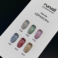 RuNail, набор гель-лаков с блестками "Дракон" (6 оттенков по 5 гр)
