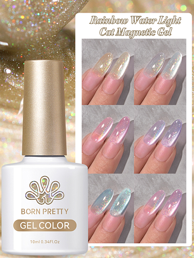 Born Pretty, Rainbow Water Light Cat Magnetic Gel - гель-лак "кошачий глаз" RW-03, 10 мл