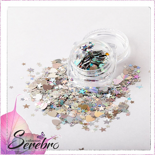 Serebro, дизайн для ногтей "Звездочки и сердечки"