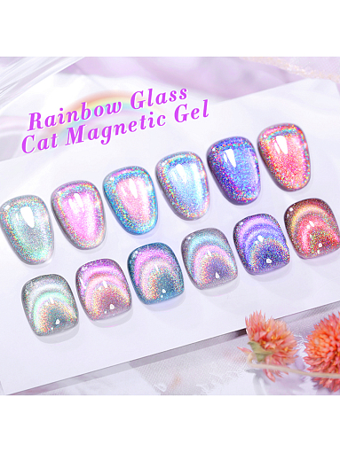 Born Pretty, Rainbow Glass Cat Magnetic Gel - светоотражающий гель-лак кошачий глаз RG04, 10 мл