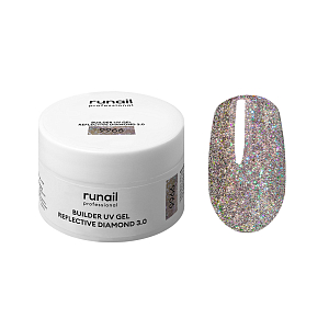 RuNail, BUILDER UV GEL REFLECTIVE DIAMOND 3.0 - моделирующий УФ-гель светоотражающий №9966, 15 гр
