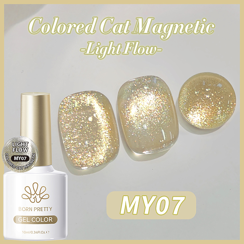 Born Pretty, Colored Cat Magnetic Gel-Light Flow - магнитный гель-лак "кошачий глаз" MY07, 10 мл