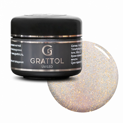 Grattol, Gel Opal - гель-желе прозрачный со слюдой (№01), 15 мл