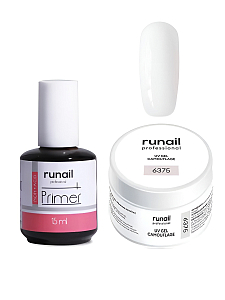 RuNail, набор №71 бескислотный праймер для работы с гелевыми составами, камуфлирующий УФ-гель
