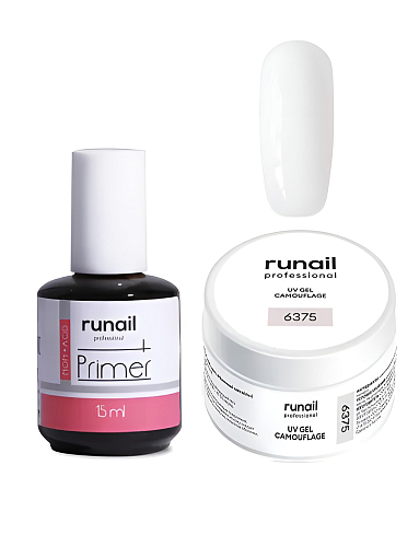 RuNail, набор №71 бескислотный праймер для работы с гелевыми составами, камуфлирующий УФ-гель
