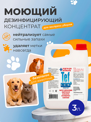МультиДез, Тефлекс-Вет - концентрат для дезинфекции воздуха и мытья поверхностей, 3 л МультиДез, Тефлекс-Вет - концентрат для дезинфекции воздуха и мытья поверхностей, 3 л