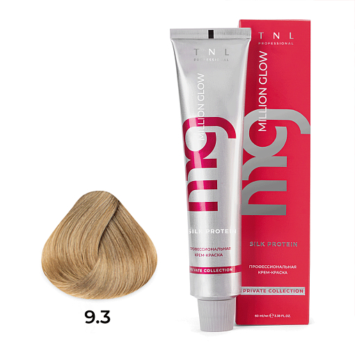 TNL, Million glow Silk protein - крем-краска для волос (9.3 Очень светлый блонд золотистый), 60 мл