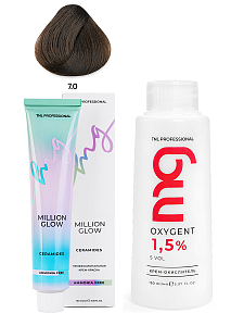 TNL, набор №176 крем-краска для волос Ammonia free №7.0, крем-окислитель Oxigent 1,5% (5 vol)