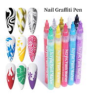 Набор маркер для ногтей Nail Art pen и пигмент светоотражающий "Flash"(2 шт)
