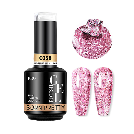 Born Pretty, PRO Gel Polish - гель-лак с блестками C058, 15 мл