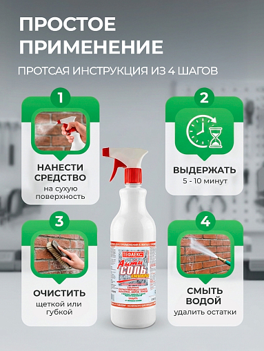 Тефлекс, АнтиСОЛЬ - смывка, средство для удаления нерастворимых солей, жиров, грязи (пробка), 1 л