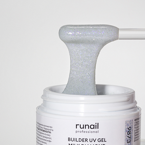 Runail, BUILDER UV GEL MILK DIAMOND - моделирующий УФ-гель светоотражающий №9873, 15 гр