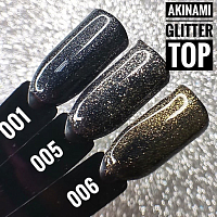 AKINAMI, Glitter Top Gel - блестящий топ для гель-лака №5 (без л/с), 9 мл
