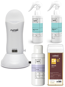 RuNail, Cardi набор №15 подогреватель для картриджа, лосьон, пудра и воск для депиляции