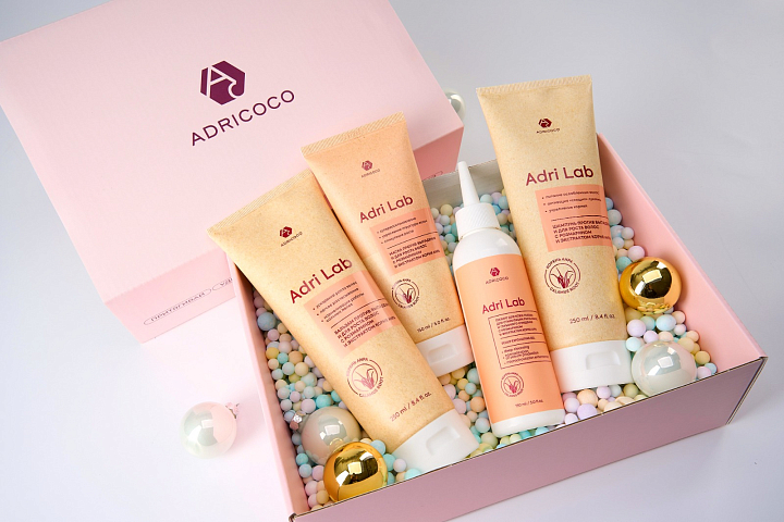 Набор в подарочном боксе Adricoco №1 (шампунь, бальзам, пилинг, маска)