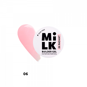 Milk, Builder Gel - густой жесткий гель для моделирования и укрепления №06 (Radiant), 15 гр