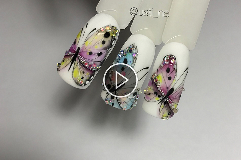 Видео мастер-класс росписи гель-лаками "Бабочки"