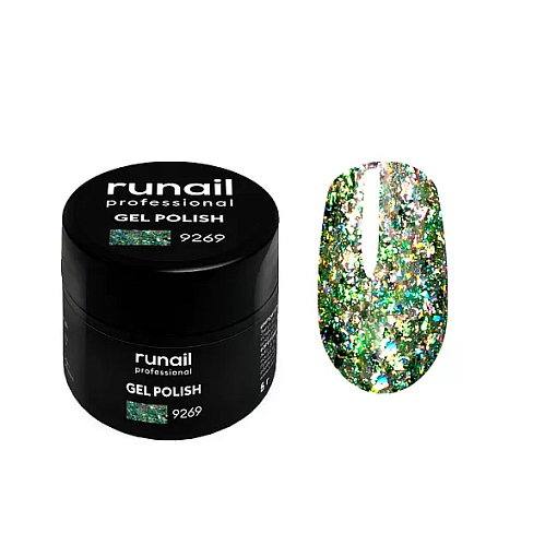 RuNail, гель-лак с блестками "Дракон" №9269, 5 гр