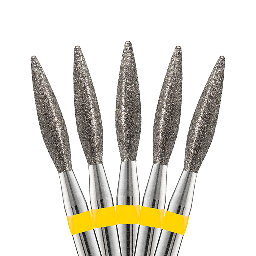Кристалл, набор фрез алмазное пламя острое каплевидное (супермелкая, d2.3мм), 5 шт