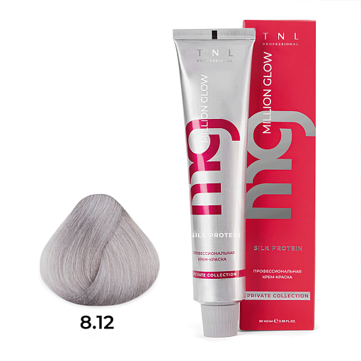 TNL, Million glow Silk protein - крем-краска для волос (8.12 Светлый блонд пепельный перламутровый)