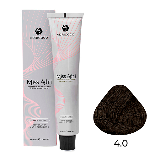 Adricoco, Miss Adri - крем-краска для волос (4.0 Коричневый), 60 мл
