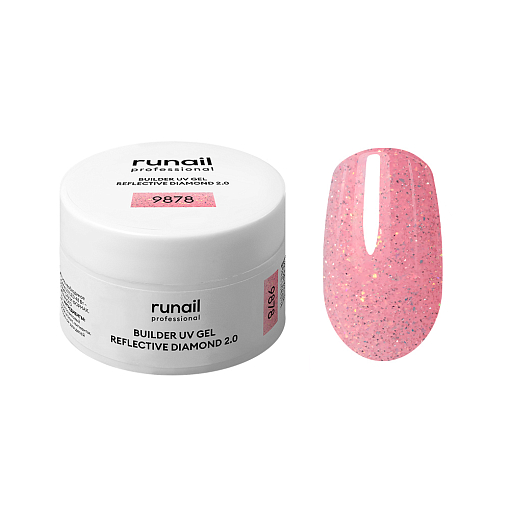 RuNail, BUILDER UV GEL REFLECTIVE DIAMOND 2.0 - моделирующий УФ-гель светоотражающий №9878, 15 гр