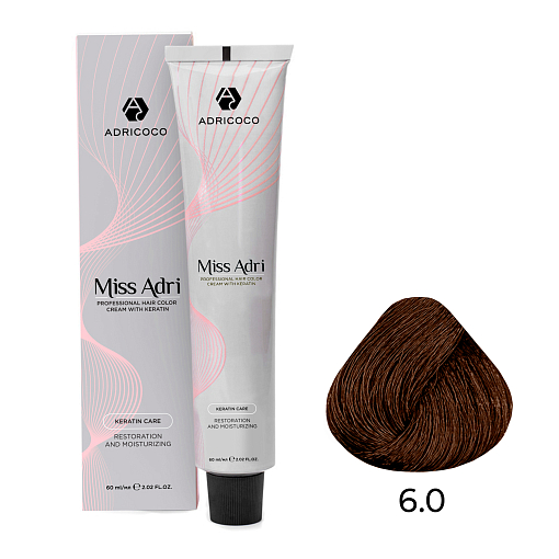 Adricoco, Miss Adri - крем-краска для волос (6.0 Темный блонд), 60 мл