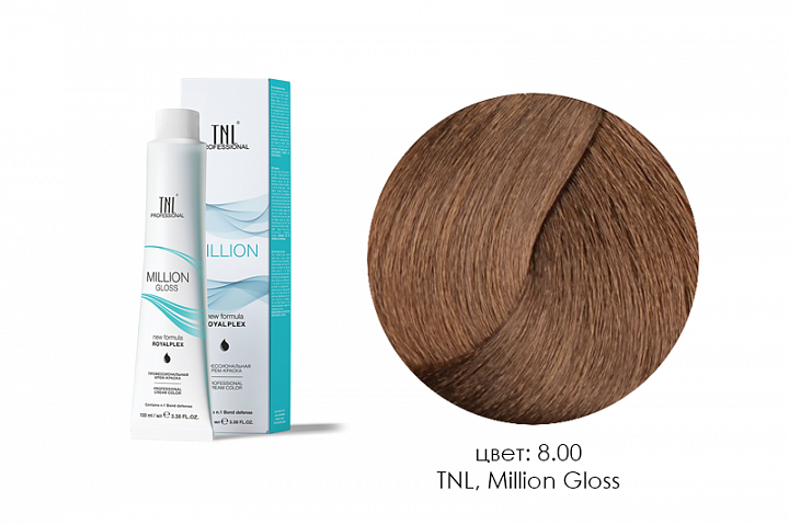 TNL, Million Gloss - крем-краска для волос (8.00 Светлый блонд интенсивный), 100 мл