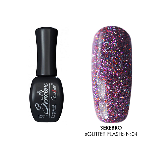 Serebro, гель-лак светоотражающий "Glitter flash" (№04), 11 мл