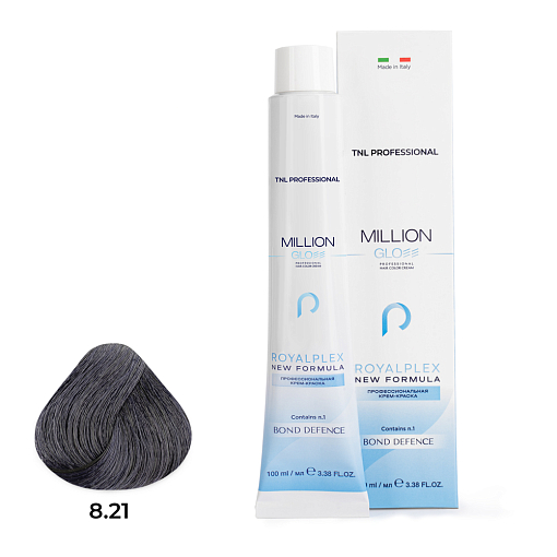 TNL, Million Gloss - крем-краска для волос (8.21 светлый блонд фиолетовый пепельный), 100 мл