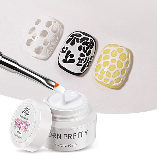 Born Pretty, гель для дизайна ногтей Poke Nail Gel white (белый), 5 гр
